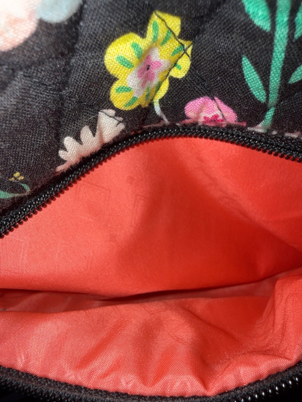 Vera Bradley Black Floral Quilted Mini Backpack with Multicolor Blooms - Picture 9 of 9